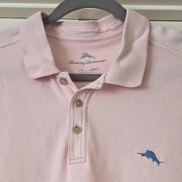 Tommy Bahama Men XXL Polo Shirt Short Sleeve Pink Supima Cotton Polyester - Picture 3 of 8